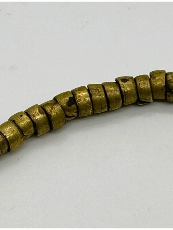 Vintage Bloodstone Jasper Pendant Necklace Green Ethnic Brass Beads Tribal - Picture 13 of 15